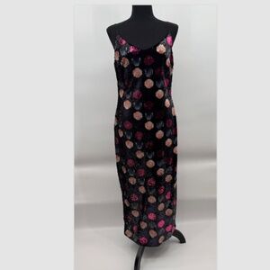 Nicole Miller Dress Women 10 NEW Black Sequin Pink Polka Dots Sleeveless Evening